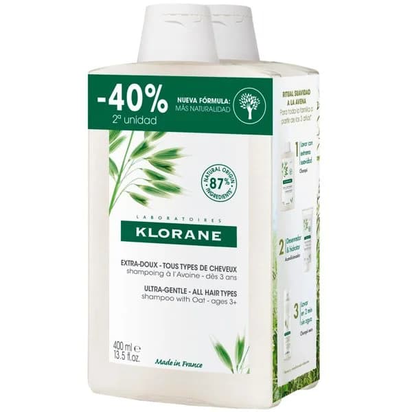 Champú de avena KLORANE, pack 2x400 ml - 0.8 l - Imagen del producto en Findit