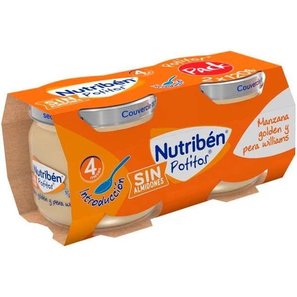 Potito introducción a manzana y pera NUTRIBEN, pack 2x120 g - 1 ud - Imagen del producto en Findit