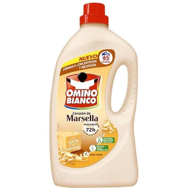 Detergente líquido OMINO BIANCO MARSELLA, garrafa 65 dosis - 1 ud - Imagen del producto en Findit