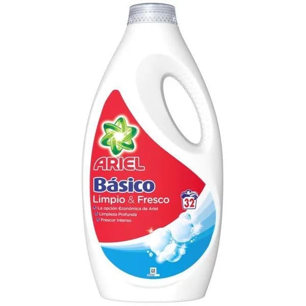 Detergente líquido ARIEL BÁSICO, garrafa 32 dosis - 1 ud - Imagen del producto en Findit