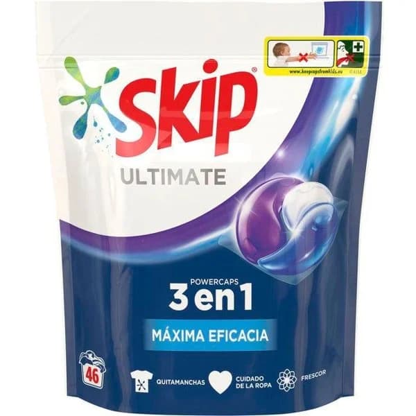 Detergente en cápsulas SKIP ULTIMATE EFICACIA, caja 46 dosis - 1 ud - Imagen del producto en Findit
