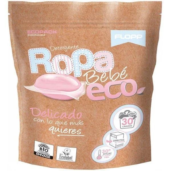Detergente en cápsulas eco ropa bebé FLOPP, bolsa 30 dosis - 1 ud - Imagen del producto en Findit