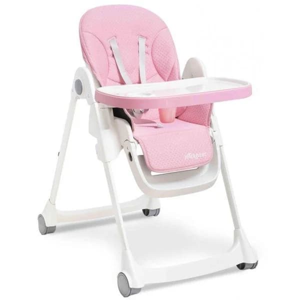 Trona 7 plegable Rosa INTERBABY Fácil plegado con dos clicks. Respaldo con 3 posiciones de reclinación y regulable en 5 alturas. Bandeja con tapa extraible apta para el lavavajillas. 4 ruedas para una mejor movilidad. Tejido acolchado y de fácil limpieza. - 1 ud - Imagen del producto en Findit