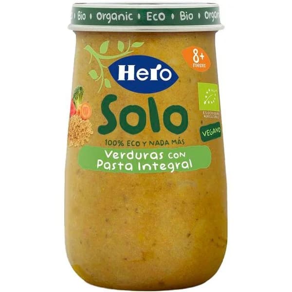 Tarrito ecológico de verduras y pasta integral HERO, tarro 190 g - 1 ud - Imagen del producto en Findit