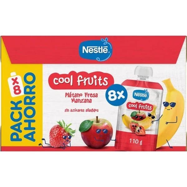Bolsitas cool fruits de plátano y fresa NESTLÉ, pack 8x110 g - 1 ud - Imagen del producto en Findit