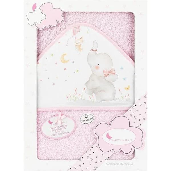 Capa de baño 100x100cm  con capucha, 100% algodón tacto suave,absorbente INTERBABY - 1 ud - Imagen del producto en Findit