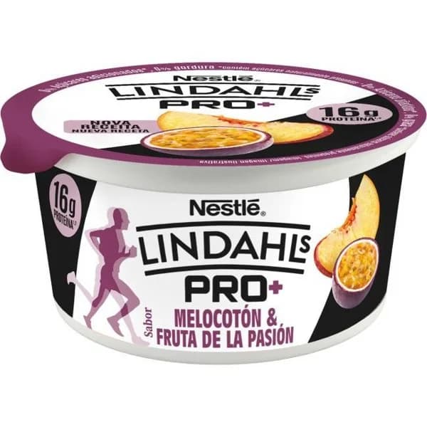 Yogur Pro melocotón y fruta de la pasión LINDHALS, tarrina 160 g - 1 ud - Imagen del producto en Findit