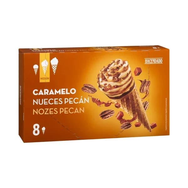 Helado cucurucho vainilla caramelo con nueces pecán Hacendado - 0.56 l - Imagen del producto en Findit