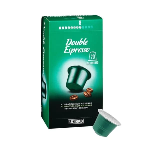Café en cápsulas doble espresso Hacendado - 20 ud - Imagen del producto en Findit