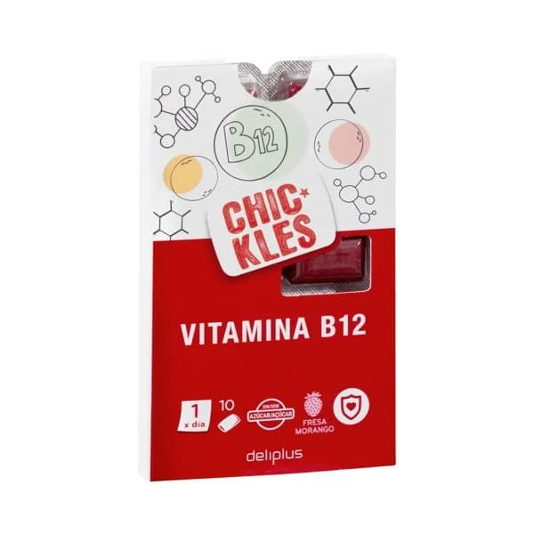 Chicles vitamina B12 Deliplus sabor fresa gragea - 1 ud - Imagen del producto en Findit