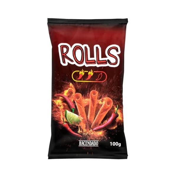 Snack frito Rolls sabor chili y lima Hacendado picante - 0.1 kg - Imagen del producto en Findit