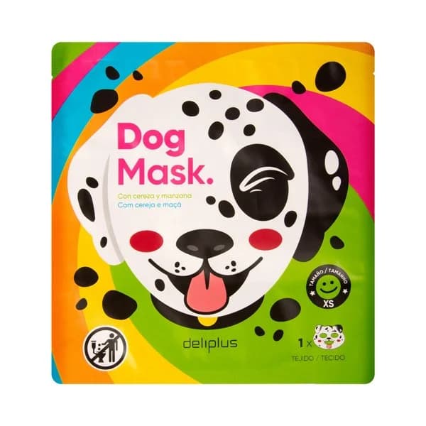 Mascarilla facial infantil Dog Mask Deliplus con cereza y manzana - 1 ud - Imagen del producto en Findit