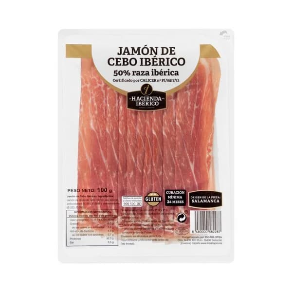 Jamón de cebo ibérico 50% raza ibérica La Hacienda del Ibérico - 0.1 kg - Imagen del producto en Findit