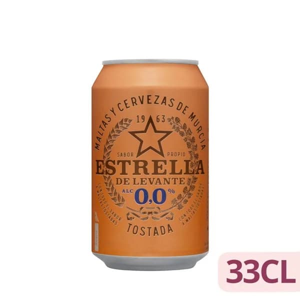 Cerveza 0 0% sin alcohol tostada Estrella de Levante - 0.33 l - Imagen del producto en Findit