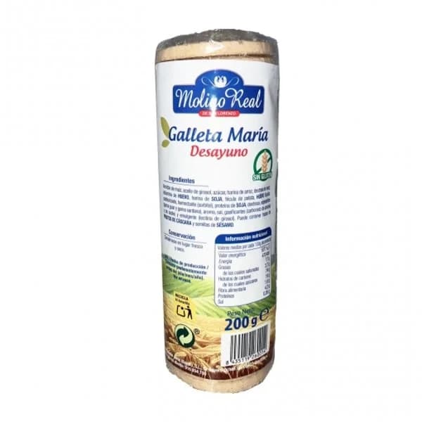 Galletas María desayuno Molino Real sin gluten 200 g. - 0.2 kg - Imagen del producto en Findit
