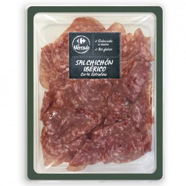 Salchichón ibérico en lonchas extrafinas Carrefour El Mercado sin gluten 100 g - 0.1 kg - Imagen del producto en Findit