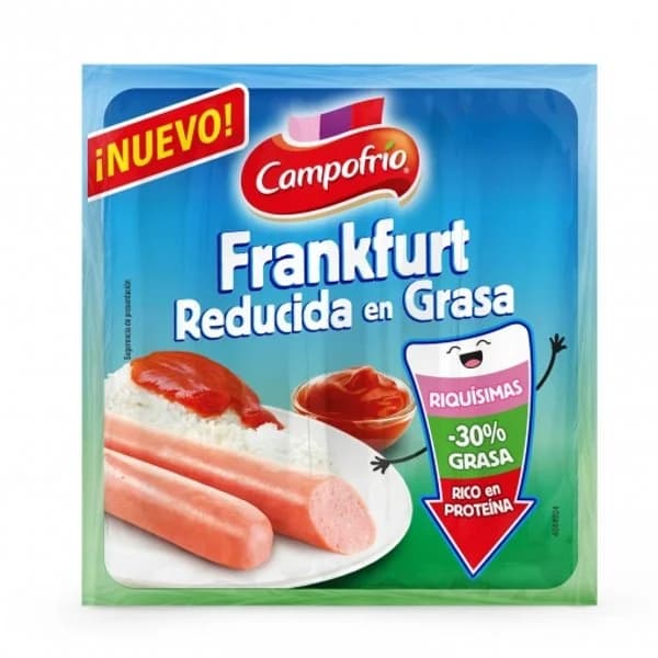 Salchichas cocidas de pollo estilo Frankfurt sabor ahumado Campofrío sin gluten y sin lactosa 140 g. - 0.14 kg - Imagen del producto en Findit