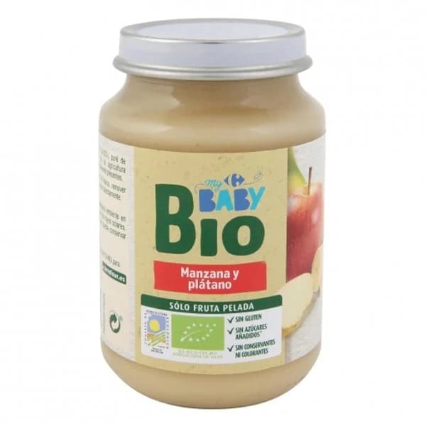 Tarrito de manzana y plátano ecológico Carrefour Baby Bio 200 g. - 1 ud - Imagen del producto en Findit