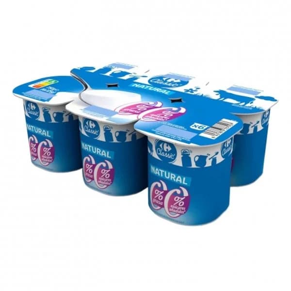 Leche fermentada natural Carrefour Classic pack de 6 unidades de 125 g. - 0.75 kg - Imagen del producto en Findit