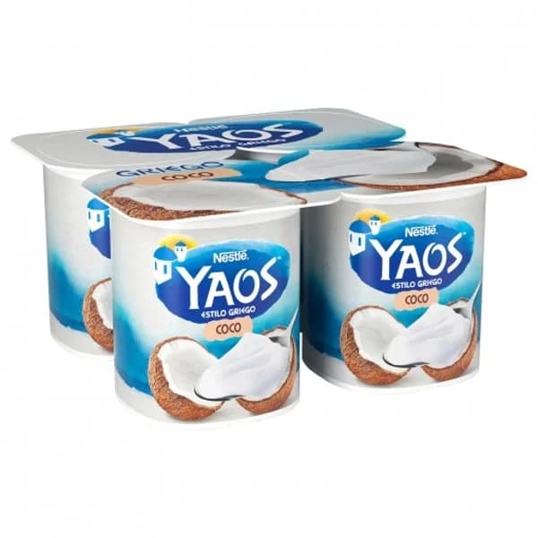 Yogur estilo griego con coco Yaos sin gluten pack 4 unidades 115 g. - 0.46 kg - Imagen del producto en Findit