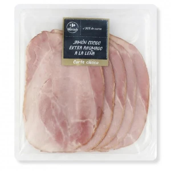 Jamón cocido extra ahumado a la leña en lonchas Carrefour El Mercado 180 g - 0.18 kg - Imagen del producto en Findit