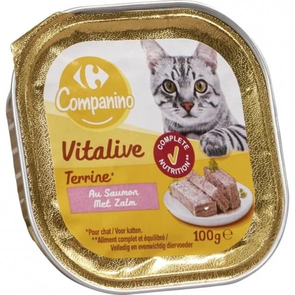 Comida húmeda de salmón para gatos adultos Carrefour 100 g. - 1 ud - Imagen del producto en Findit