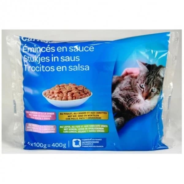 Bolsas para Gatos Pack de 4x100 gr Trocitos de Carne en Salsa - 1 ud - Imagen del producto en Findit
