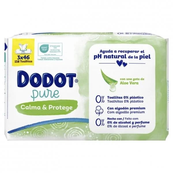 Toallitas para bebé calma & protege Pure Dodot 138 ud. - 141.88 ud - Imagen del producto en Findit