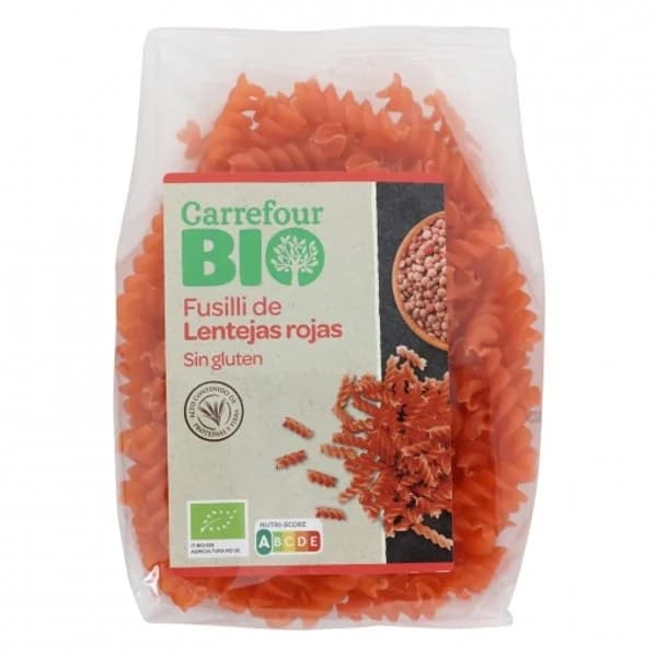 Fusilli de lentejas rojas ecológicos Carrefour Bio 250 g. - 0.25 kg - Imagen del producto en Findit