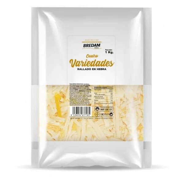 Queso rallado cuatro variedades Bredam 1 kg - 1 kg - Imagen del producto en Findit