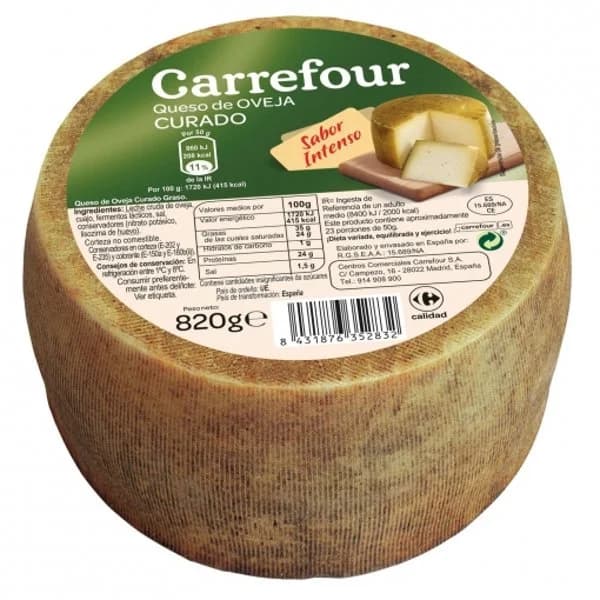 Queso de oveja curado Carrefour 820 g - 0.82 kg - Imagen del producto en Findit