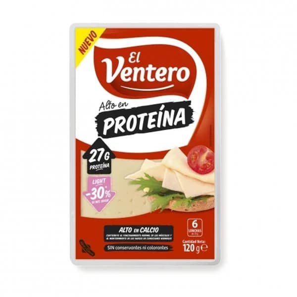 Queso de vaca alto en proteína en lonchas El Ventero 120 g. - 0.12 kg - Imagen del producto en Findit