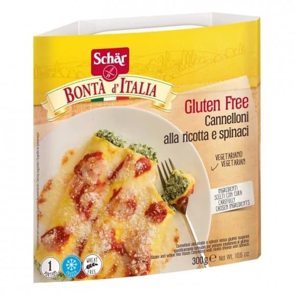 Canelones con espinacas sin glutén Schär sin gluten 300 g. - 0.3 kg - Imagen del producto en Findit