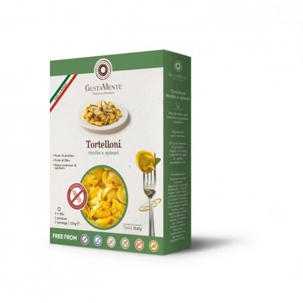 Tortelloni pasta fresca al huevo relleno de ricotta y espinacas Gustamente sin gluten 250 g. - 0.25 kg - Imagen del producto en Findit