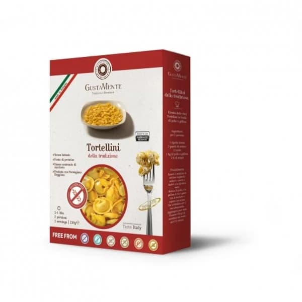 Tortellini pasta fresca al huevo relleno de mortadela y jamón Gustamente sin gluten 250 g. - 0.25 kg - Imagen del producto en Findit