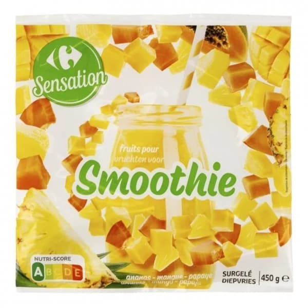 Smoothie de piña, mango y papaya Carrefour Sensation 450 g. - 0.45 kg - Imagen del producto en Findit