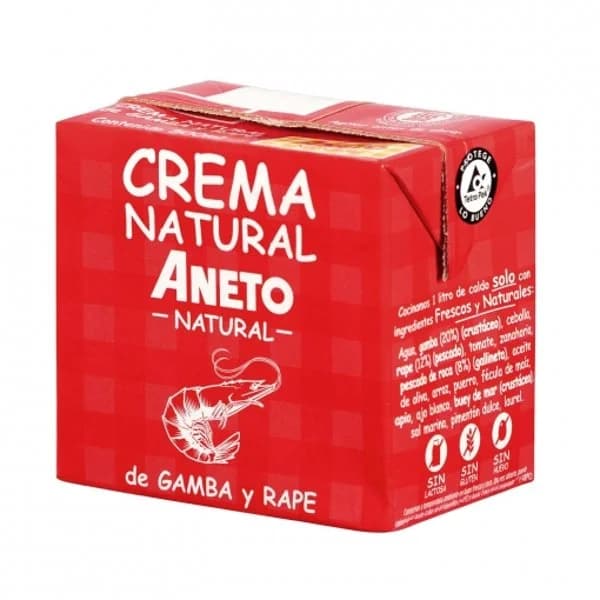 Crema natural de gamba y rape Aneto sin gluten y sin lactosa brik de 500 ml. - 0.5 l - Imagen del producto en Findit