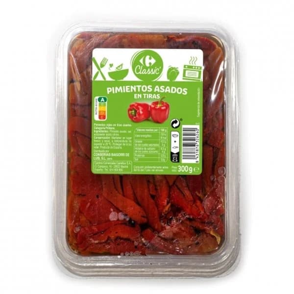 Pimientos asados en tiras Classic Carrefour 300 g. - 0.3 kg - Imagen del producto en Findit