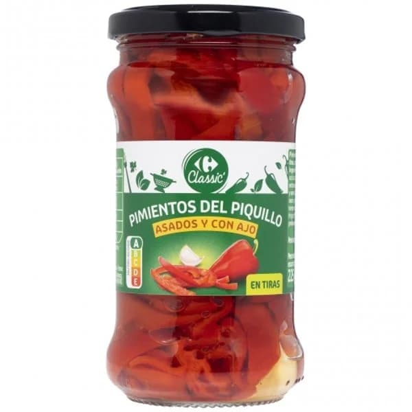 Pimientos del Piquillo en tiras al ajillo Carrefour 225 g. - 0.22 kg - Imagen del producto en Findit