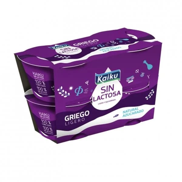 Leche fermentada estilo griego natural azucarado Kaiku sin lactosa pack de 4 unidades de 90 g. - 0.36 kg - Imagen del producto en Findit