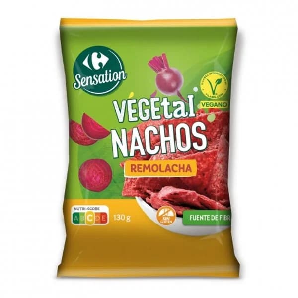 Nachos vegetales de remolacha Sensation Carrefour sin gluten 130 g. - 0.13 kg - Imagen del producto en Findit