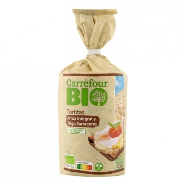 Tortitas de arroz integral y trigo sarraceno ecológicas Carrefour Bio sin gluten 115 g. - 0.11 kg - Imagen del producto en Findit
