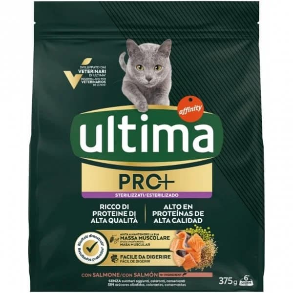 Pienso esterilizado de salmón para gatos adultos Ultima PRO+  375 g. - 0.38 kg - Imagen del producto en Findit