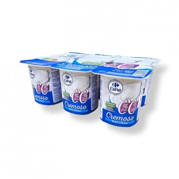 Yogur natural cremoso Carrefour Extra pack de 6 unidades de 125 g. - 0.75 kg - Imagen del producto en Findit