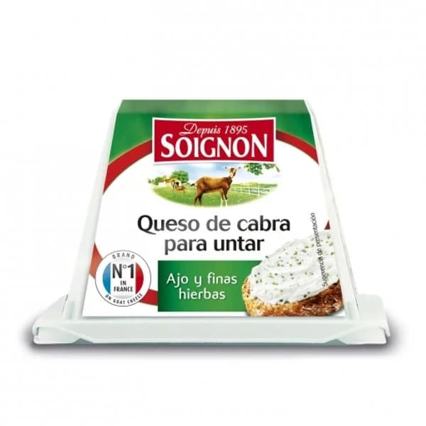 Queso de cabra con ajo y finas hiervas para untar Soignon 140 g. - 0.14 kg - Imagen del producto en Findit