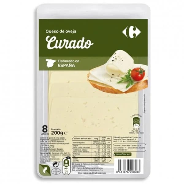 Queso en lonchas de oveja Carrefour 200 g. - 0.2 kg - Imagen del producto en Findit