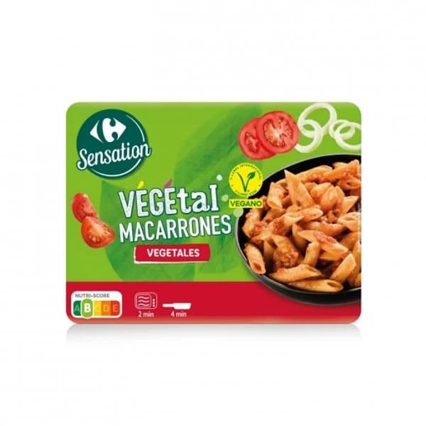 Pasta macarrones vegetales Sensation Carrefour 300 g. - 0.3 kg - Imagen del producto en Findit
