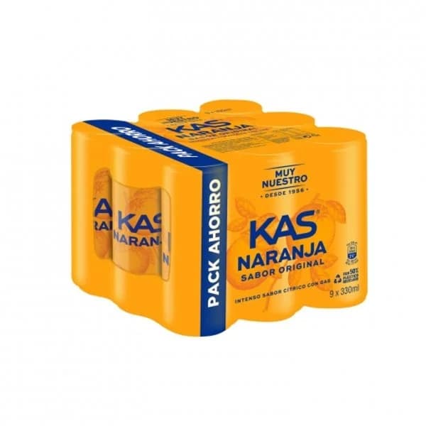 Kas naranja pack de 9 latas de 33 cl. - 2.97 l - Imagen del producto en Findit