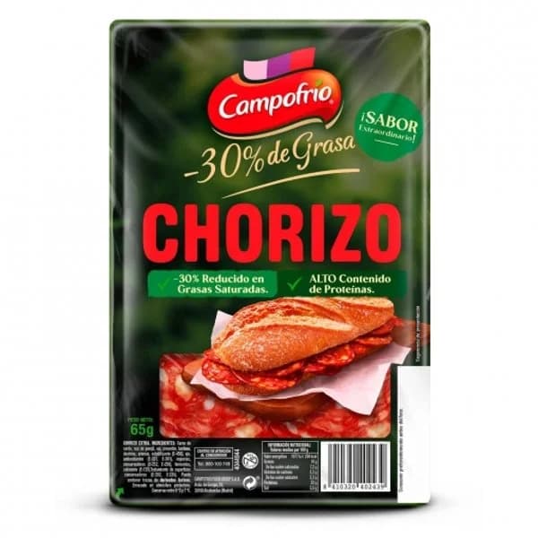Chorizo en lonchas Campofrío sin gluten 65 g. - 0.06 kg - Imagen del producto en Findit