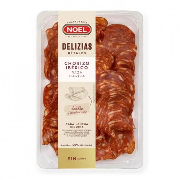 Chorizo ibérico extra en pétalos Noel Delizias al corte sin gluten 90 g - 1 ud - Imagen del producto en Findit